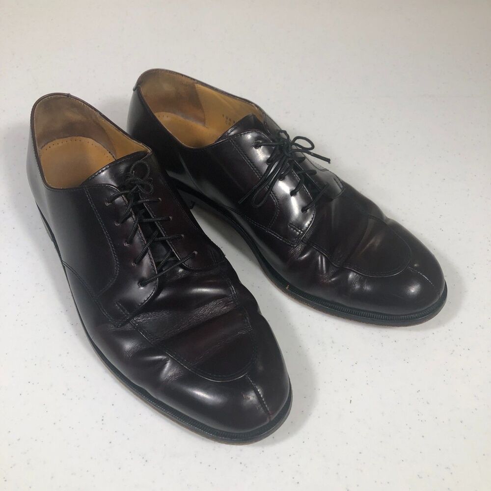 Cole Haan Oxford Men 10.5 3E Wide Burgundy Leather Lace Up Split‎ Toe Dress Shoe